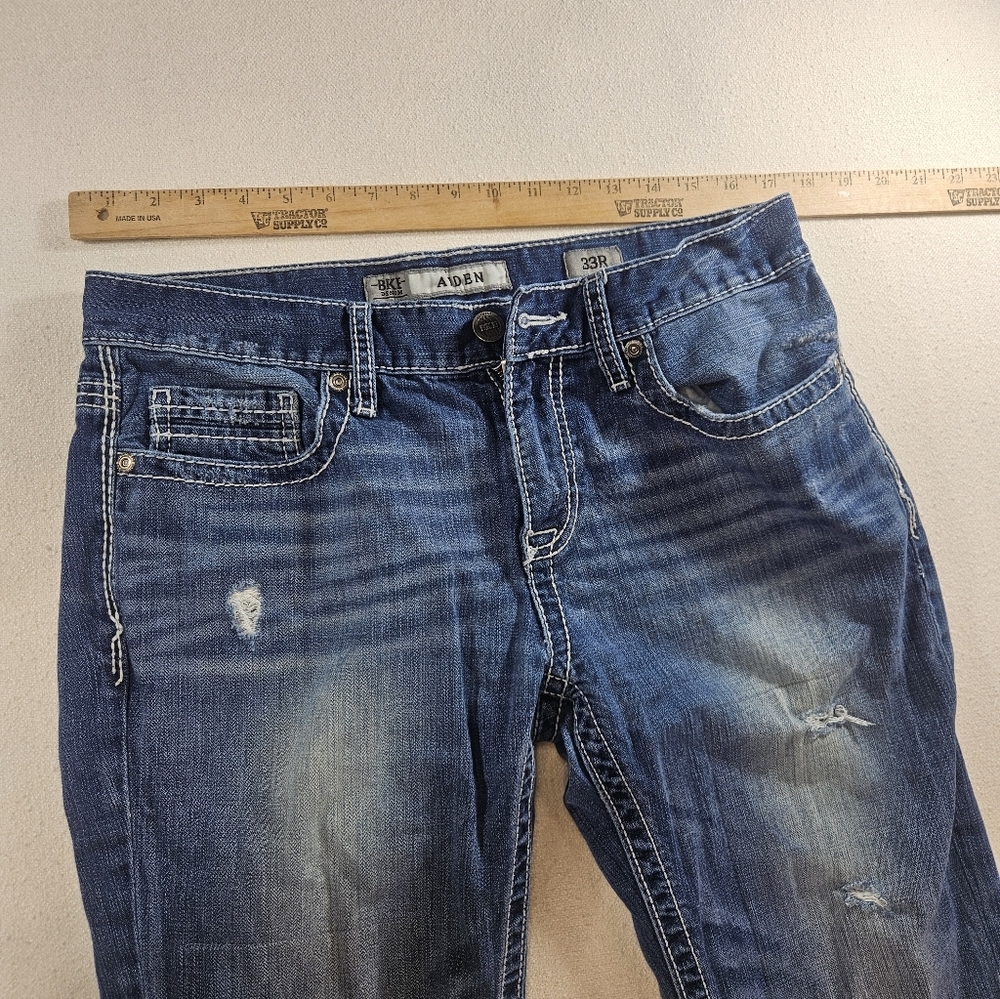 BKE Aiden 33R Distressed Bootcut Jeans Blue - Picture 7 of 8